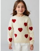 LC WAIKIKI Pulover cu inimi brodate - Rosu/Alb fildes