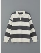 LC WAIKIKI Pulover cu model in dungi si guler ascutit - Alb murdar/Gri inchis