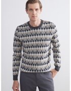 LC WAIKIKI Pulover cu model si decolteu la baza gatului - Gri melange/Alb murdar