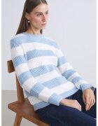 LC WAIKIKI Pulover lejer cu model in dungi - Alb/Albastru pastel