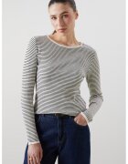 LC WAIKIKI Pulover slim fit cu dungi - Alb fildes/Negru