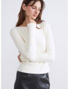 LC WAIKIKI Pulover striat slim fit cu decolteu rotund - Alb fildes