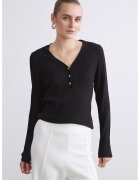LC WAIKIKI Pulover striat tricotat fin - Negru