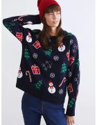 LC WAIKIKI Pulover tricotat cu model de Craciun - Bleumarin