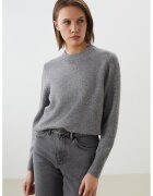LC WAIKIKI Pulover tricotat fin cu decolteu la baza gatului - Gri inchis melange
