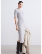 LC WAIKIKI Rochie midi striata cu maneci scurte si slituri laterale - Gri inchis