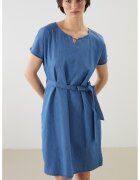LC WAIKIKI Rochie mini din denim cu cordon in talie - Albastru inchis