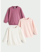 LC WAIKIKI Set de bluze de trening cu model uni - 3 piese - Alb/Roz somon/Roz prafuit