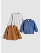 LC WAIKIKI Set de bluze de trening din bumbac - 3 piese - Alb/Maro deschis/Albastru deschis