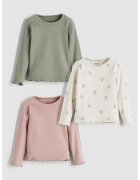 LC WAIKIKI Set de bluze striate - 3 piese - Kaki/Roz/Crem