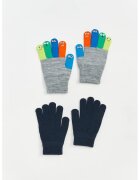 LC WAIKIKI Set de manusi tricotate - 2 piese - Gri melange/Bleumarin