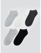 LC WAIKIKI Set de sosete pana la glezna - 5 perechi - Negru/Gri deschis/Gri inchis melange