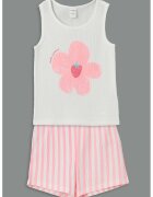 LC WAIKIKI Set de top si pantaloni - 2 piese - Roz pastel/Alb murdar