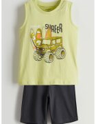 LC WAIKIKI Set de top si pantaloni scurti - Galben pai/Gri antracit