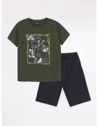 LC WAIKIKI Set de tricou cu model text si pantaloni scurti