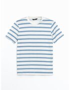 LC WAIKIKI Tricou cu dungi si decolteu la baza gatului - Alb/Albastru