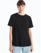 LC WAIKIKI Tricou de bumbac cu decolteu la baza gatului - Negru