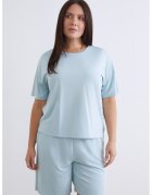 LC WAIKIKI Tricou de pijama din bumbac cu model uni - Albastru deschis