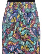 Le Temps Des Cerises Fusta creion neagra - 100% viscoza - imprimeu multicolor - model dinamic -