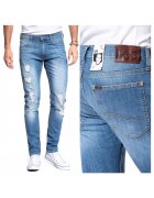 Lee Blugi Barbati - Luke - W27-L32 - Bumbac - Fermoar - Lungi - Talie Medie - 5 Bunzuare - High-Quality - Albastru