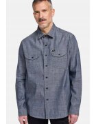 Lee Camasa barbati - denim chambray - bumbac - albastru - maneca scurta - fermoar si nasturi