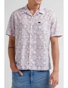 Lee Camasa Resort Relaxed Fit - bumbac - model floral geometric alb-violet - gri - maneca scurta -