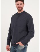 Lee Cooper Bluza cu guler henley si buzunare pe piept - Negru stins