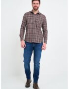 Lee Cooper Camasa cu buzunar pe piept - Rosu/Alb/Gri inchis