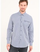 Lee Cooper Camasa cu buzunar pe piept si model in carouri - Alb optic/Bleumarin