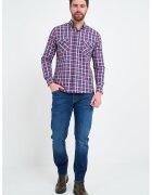 Lee Cooper Camasa cu buzunare pe piept - Alb/Rosu vermillion