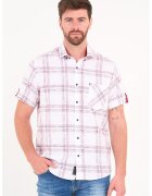Lee Cooper Camasa cu buzunare pe piept si model in carouri - Rosu/Alb