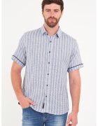 Lee Cooper Camasa in dungi cu aspect tricotat fin - Alb/Albastru