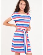 Lee Cooper Rochie scurta din amestec de bumbac in dungi cu un cordon - Rosu/Albastru