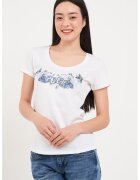 Lee Cooper Tricou cambrat cu decolteu rotund - Alb/Albastru