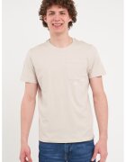 Lee Cooper Tricou cu decolteu la baza gatului si buzunar pe piept - Crem