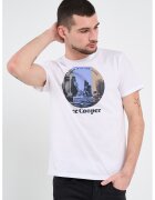 Lee Cooper Tricou cu decolteu la baza gatului si imprimeu - Alb