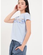 Lee Cooper Tricou cu decolteu la baza gatului si imprimeu floral - Albastru deschis