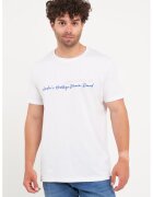 Lee Cooper Tricou cu decolteu la baza gatului si imprimeu logo - Alb/Albastru