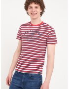 Lee Cooper Tricou cu decolteu la baza gatului si model in dungi - Rosu