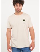 Lee Cooper Tricou cu decolteu rotund si imprimeu discret - Bej
