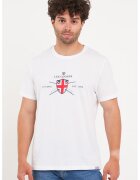Lee Cooper Tricou cu decolteu rotund si logo - Rosu/Alb