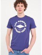 Lee Cooper Tricou de bumbac cu imprimeu logo - Albastru prafuit