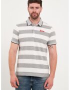 Lee Cooper Tricou polo de bumbac cu model in dungi - Gri melange/Alb murdar
