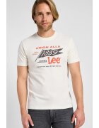 Lee Tricou barbati Frontier - ecru - bumbac - imprimeu negru si rosu