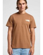 Lee Tricou barbati - WORKWEAR GRAPHIC TEE - supradimensionat - scurt - bumbac - maro