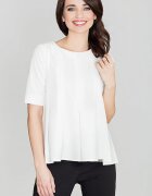 Lenitif Bluza dama bej - cu spate prelungit - maneci scurte - material elastic