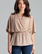Lenitif Bluza dama bej - lejera - cu maneci kimono - din poliester