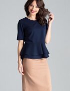 Lenitif Bluza dama bleumarin - cu decolteu semicircular - fermoar ascuns - bascul dublu - poliester 65% - viscoza 35%