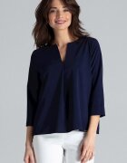 Lenitif Bluza dama - bleumarin - maneci lungi - decolteu in V - poliester - Bleumarin
