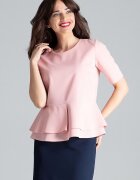 Lenitif Bluza dama - cu maneci scurte - decolteu semicircular - roz - poliester 65% - viscoza 35%